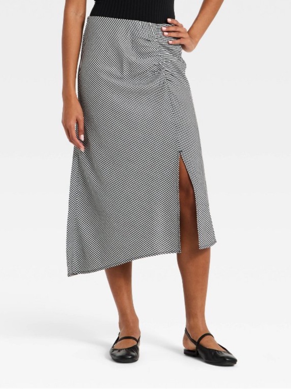 NWT Target A New Day Black and White Gingham Midi Skirt